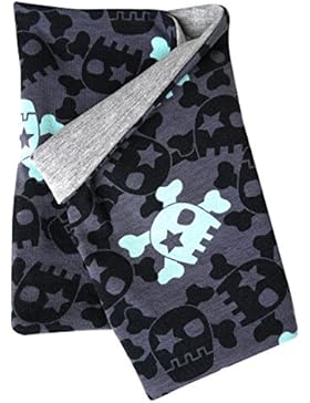 WOLLHUHN ÖKO Leichtes Halstuch, Zaubertuch, Schlupfschal, Schal in schwarz-mint mit coolen Skulls für Jungen und...