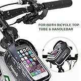 Hommie Bike Bag Bike Pouch for Bicycle Frame Handbar Crossbar Top Tube, Water-Resistant Cycling Frame Bag Holder with Sensitive Touchscreen and Sun Visor for Phone Below 6.0 Inch