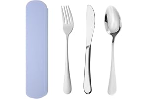 YUDANSI Stainless Steel Camping Cutlery Set, 3Pc Knife Fork Spoon for Outdoor Travel Picnic Office School, Portable Office School Lunch Box Stainless Steel Flatware,Outdoor Camping Travel Cutlery Set