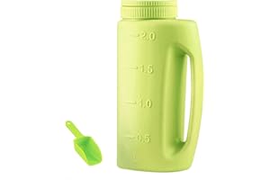 Kisbeibi 2L Handheld Spreader, Garden Lawn Grass Feed Seeding and Fertiliser Fertiliser Spreader, Adjustable Hole Size Grass Seeding Spreader with Scoop,Handheld Gardening Tool (Green)