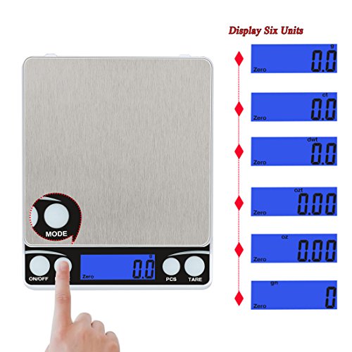BOJIN Digitale Briefwaage Küchenwaage 0.1g-2kg Eigengewichtfunktion & Zählenfunktion Elektronische Wagge für Genauigkeit - 2