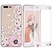 Produktbild iPhone 7 Plus Hülle Panzerglas, iPhone 8 Plus Hülle Blumen, Bakacase Transparent TPU Silikon Handyhülle Full Body Protective Case Schutzhülle mit 9H Härte Panzerglas für iPhone 7 Plus/8 Plus 5,5"-Schmetterling
