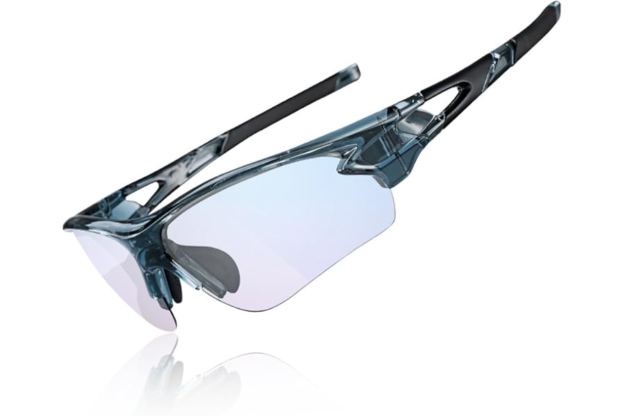 ROCKBROS Sports Sunglasses, Cycling Photochromic Glasses for Mountain Bike, Fishing, Clear PC Lenses Anti-UV400 Ultra-Light Unisex
