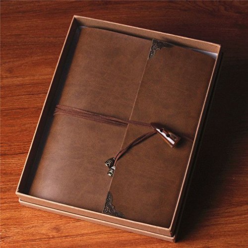 Saibang persönliches Fotoalbum, handgefertigt, Leder, Retro, Srapbook, Gästebuch, zum Selbstgestalten von Alben - 2