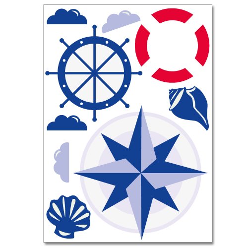 Wandkings Maritim Wandsticker Set, 17 Aufkleber, 2 DIN A4 Bögen, Gesamtfläche 60 x 20 cm - 3