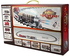 Timely RC Toy Train and Track Set with 4 Cars, 4 Realistic Train Sounds, Smoke and Headlight for Kids