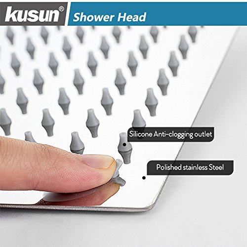 Kusun® 10″ Ultra Dünn Niederschlag Duschkopf Polierte SUS 304 Edelstahl Fixed Mount Mit Drehbaren G1/2 Metall Ball Stecker Quadratische DP10 - 3