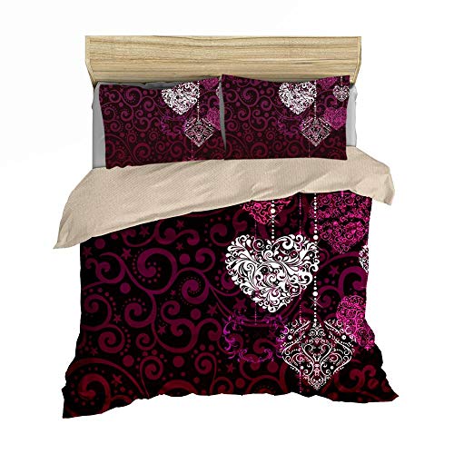 Jcchome Love Style 3D Digital Print Bedding Sets With Pillow Sham Duvet Cover,Accept Personal Tailor(3 Piece Super King,style-9)