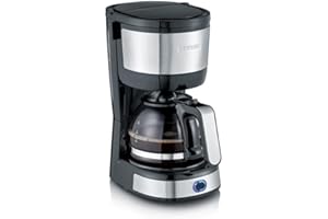 SEVERIN Cafetière filtre, 750W, Jusqu'à 4 tasses, filtre permanent lavable, porte filtre amovible, Plaque chauffante, Inox/Noir, KA 4808