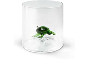 WD Lifestyle Bicchiere in vetro borosilicato. Capacità 250 ml. Decoro rana.