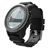 Limin Smart Watch Sportuhr GPS Bluetooth IP68 wasserdicht Pulsmesser Schrittzähler S968 (schwarz, rot, silber) (Color : Black)