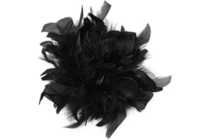 Baesics Feather Brooch - Women's Fluffy Ostrich Feather Pin Vintage Style Hat Accessory Bridal Wedding Party Fancy Dress Hair Clip Fascinator for Blazer Dress Jacket - Boho Flowers Design