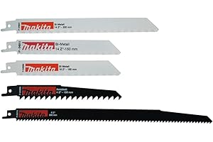 Makita P-83945 5-częściowy zestaw brzeszczotów do piły, po 1 x P-04927, P-04911, P-04880, P-04999, P-05016, do drewna, metalu, płyt gipsowo-kartonowych