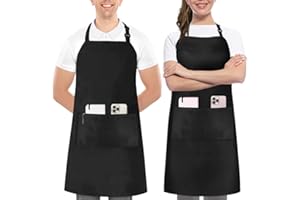Utopia Kitchen 2er Pack Unisex Grillschürze mit geräumigen Taschen Verstellbare Latzschürzen für Männer und Frauen ideal für Köche Kochen Grillen und Backen
