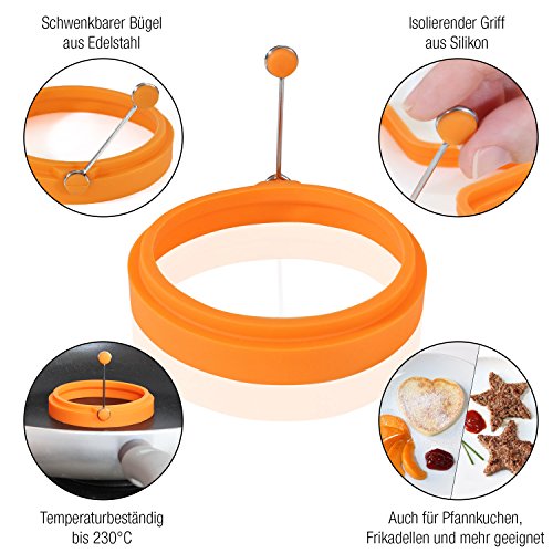 Amazy Silikon Spiegeleiform (2er Set) – Die lustige Frühstücksidee bringt Ihre Spiegeleier und Pfannkuchen in die perfekte Form (Rund) - 2