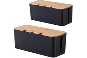 AXLOFO Caja de gestión de Cables con Tapa: Organizador de Cables, Caja de Almacenamiento para regletas, Lugar de Trabajo ordenado para Cable/regletas, 2 tamaños (2 Piezas-Hei)