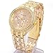 Price comparison product image Forepin® Durable Good-Looking Stainless Steel Back Wrist Watch,Fashion Women Unisex Geneva Bling Diamond Quartz Crystal Wrist Watch (Golden)