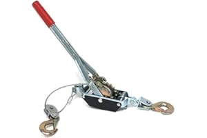 Gloriashoponline Argano paranco verricello manuale a leva 2 ton 2t cavo in acciaio doppio gancio