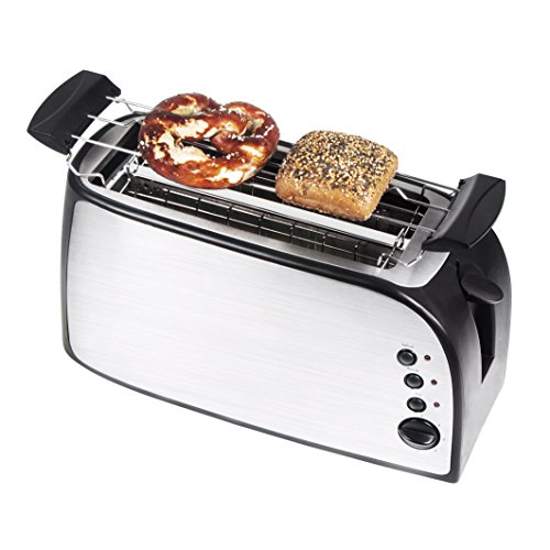 TZS First Austria – gebürsteter Edelstahl 4 Scheiben Toaster 1500W mit Krümelschublade Sandwich Langschlitz | abnehmbarer Brötchenaufsatz | wärmeisoliertes Gehäuse, stufenlose Temperatureinstellung - 3