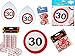 Produktbild 45-tlg. Partyset 30. Geburtstag Dekoset Dekobox - Verkehrschild - Tischdeko, Luftballons