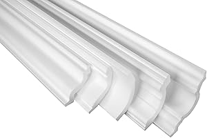 MARBET DESIGN Zierleisten 20 cm Musterstück E-15 | leicht und stabil | extrudiertes Styropor | Stuckprofile | Decken-/ und Wandübergang | modern weiß | dekorativ | XPS | 80 x 80 mm