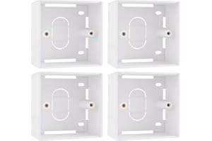 NIYATA 4pcs Surface Mount Back Box for Ethernet Wall Plates, Single Gang 45mm Deep White (86x86x45mm), Compatible with Network Faceplates & Sockets, Durable PVC Material