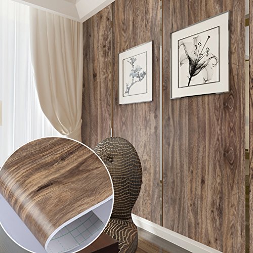 Auralum® Dunkelbraun Holzmuster Küchenfolie PVC Klebefolie Dekofolie 0.61*5M Schränke Tapeten Möbelfolie Selbstklebend für Küchenschränke Möbel Türen - 6