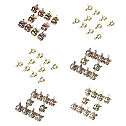 60pcs 6 Tailles 6-15mm Clip à Ressort Colliers de Serrage pour Tuyau de Carburant Conduite d'eau Tube de l'air