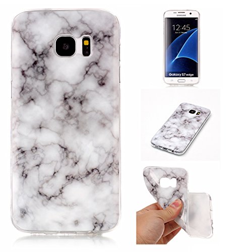 Cozy Hut Für Samsung Galaxy S7 Edge Handyhülle mit Marmor / Marble Design(grau / weiß) | Handytasche | | Schale | | Hülle | | Case | Handy-etui | TPU-Bumper | Soft Case | Schutzhülle Cover für den optimalen Schutz ihres Samsung Galaxy S7 Edge (5,5 Zoll) - Rauch weißer Marmor