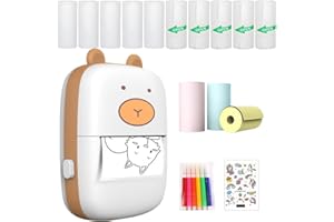 Fivtsme Handy Fotodrucker, Mini Drucker, Tragbarer Mini Fotodrucker, Mobiler Fotodrucker, Fotodrucker für Smartphone, Quittungspapierdrucker für Journal, Reisen Logo, Notizen, Journal, Liste, Memo