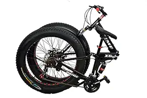 Fat+Foldable Sports X6 MTB Cycle for Teens and Adults with 26 x 4.0 inch Fat Tyre, Dual Disc Brakes, Dual Hydraulic Suspension, Dual Tone Colour Scheme & 21 Derailleurs (Gears)