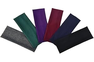 EBOOT Yoga-Stirnband, Baumwoll-Stretch, 6 Stück, für Jugendliche und Erwachsene