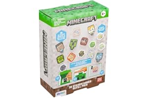 PALADONE Minecraft - Paquete de recambio para hacer calcomanías 3D, haz más de 30 calcomanías de coctelera con gemas, gránulos y fondos, compatible con Minecraft Sticker Maker (se vende por separado
