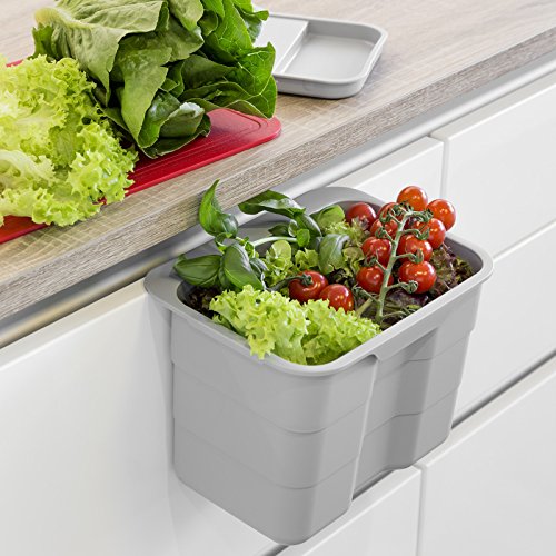 SO-TECH® BIKI Bio-Müll Abfallbehälter 4,2 L grau mit Deckel Abfallsammler zum Einhängen Mülleimer Tischmülleimer - 2