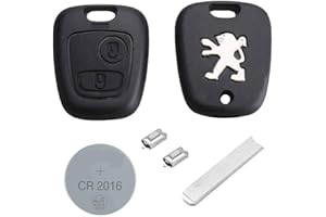 RKFUK® DIY Repair Kit - Replacement 2 Button Remote Car Key Fob Case LOGO VA2 Blade 2 Micro Switches New Battery for Peugeot 107 207 307 407 106 206 306 406 Keys Fobs Cars Vans