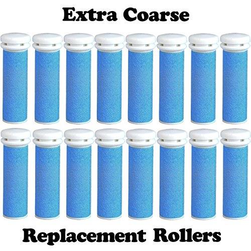 The Pedi Store EXTRA Coarse Micro Mineral Replacement Rollers Compatible with Emjoi Micro-Pedi Callous Remover for Rough Calluses (16 pack)