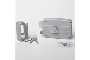 CISA - Serratura per Porte in Ferro da Applicare 15047160295 - Serratura Cancello Esterno in Acciaio Verniciato Grigio con Cilindro nichelato - Entrata 60 - Mano Sinistra