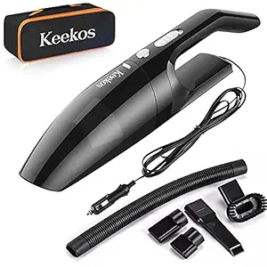 KEEKOS DC 12V 120W High Power Wet and Dry Portable Car Vacuum Cleaner (Black, Standard)