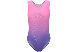 Dkhsy Gymnastic Leotards for Girls Sleeveless Sparkle Leotard Gradient Color Dancewear One-Piece Dancing Ballet Gymnastics Athletic Leotards for Little Girl 5-14 Years…