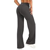 YEOREO Straight Leggings Women's Invisible Scrunch High Waist Gym Pants No Front Seam Wide Leg Yoga Trousers Opaque Elastic F