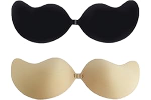 YEJAHY Niewidoczny biustonosz push-up dla kobiet, wielokrotnego użytku, bez pleców, bez ramiączek, przylepny, na ślub, imprezę, do noszenia na co dzień