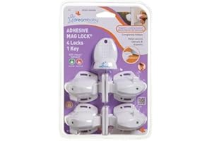 Dreambaby - Cerraduras de seguridad magnéticas adhesivas, 4 cerraduras y 1 llave, Blanco
