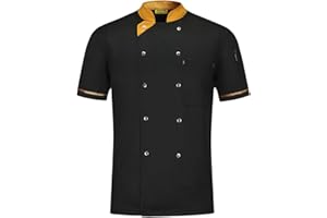 KADIBEER WMOFC Kochjacke,Chef Uniform, Herren Damen Kurzarm Baumwolle Küchen Koch Jacke, Kostüm Restaurant Hotel Cafe Chef Mantel