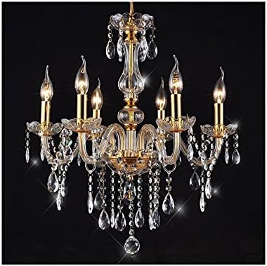 Chicstyleme Chandeliers 6 Lights Golden Vintage in Crystal Feature Ceiling Lights