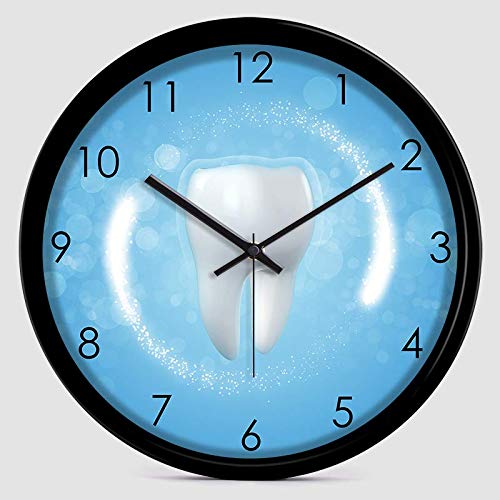 LIUXIAOJIE Creativo Dente Orologio da Parete Soggiorno Camera da Letto Clinica Dentale in Metallo Decorazione Grande Tavolo Orologio Muto, 12 Pollici