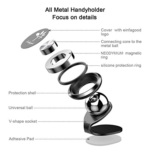 Supporto magnetico auto universale, 360Â Â° rotazione supporto da auto per cellulari, Einfagood riutilizzabile Traceless Strong Magic Sticky base supporto, per iPhone 8Â Plus/x Galaxy S8Â e piÃ¹