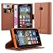 Produktbild Nokia Lumia 530 Hülle in BRAUN von Cadorabo - Handyhülle mit Kartenfach und Standfunktion für Nokia Lumia 530 Case Cover Schutzhülle Etui Tasche Book Klapp Style in SCHOKO BRAUN
