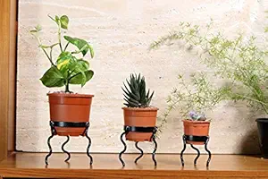 Metal Roots Spiller Metal Pot Plant Stand with Free Pot Pack of 3