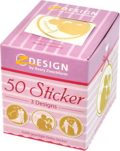 Avery Zweckform 56812-A Sticker auf Rolle Hochzeit 38 mm 50 Aufkleber im Spender (stabile Verpackung) - 2