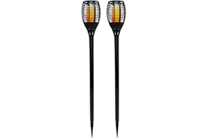LUMI JARDIN Lot de 2 mini torches solaires effet flamme LED blanc chaud MINI MAITY SUN H70cm